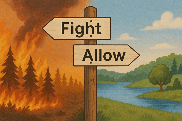 Illustration of the choice to fight or allow